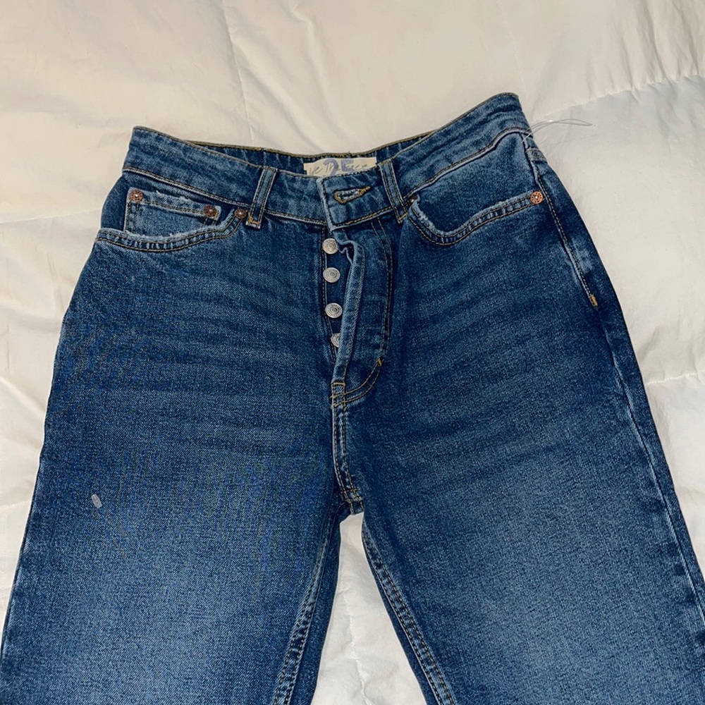 Free People Split Bell Bottom Button Jeans